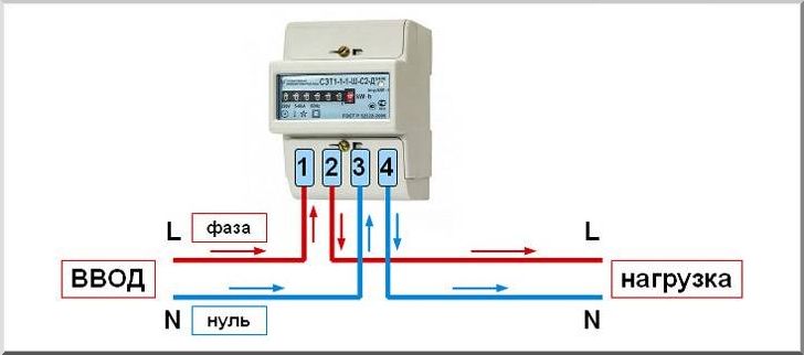 Схема подключения однофазного счетчика